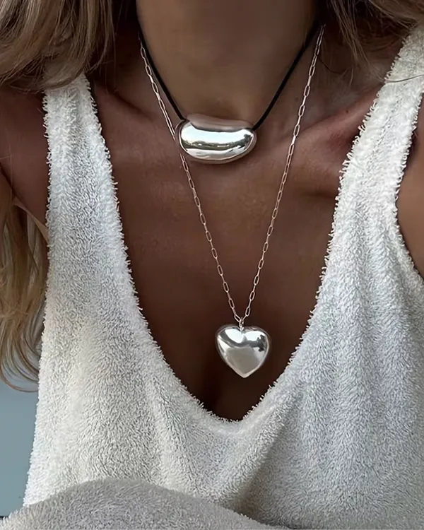 Set ogrlica sa apstraktnim privjescima Aura (2 komada) - silver