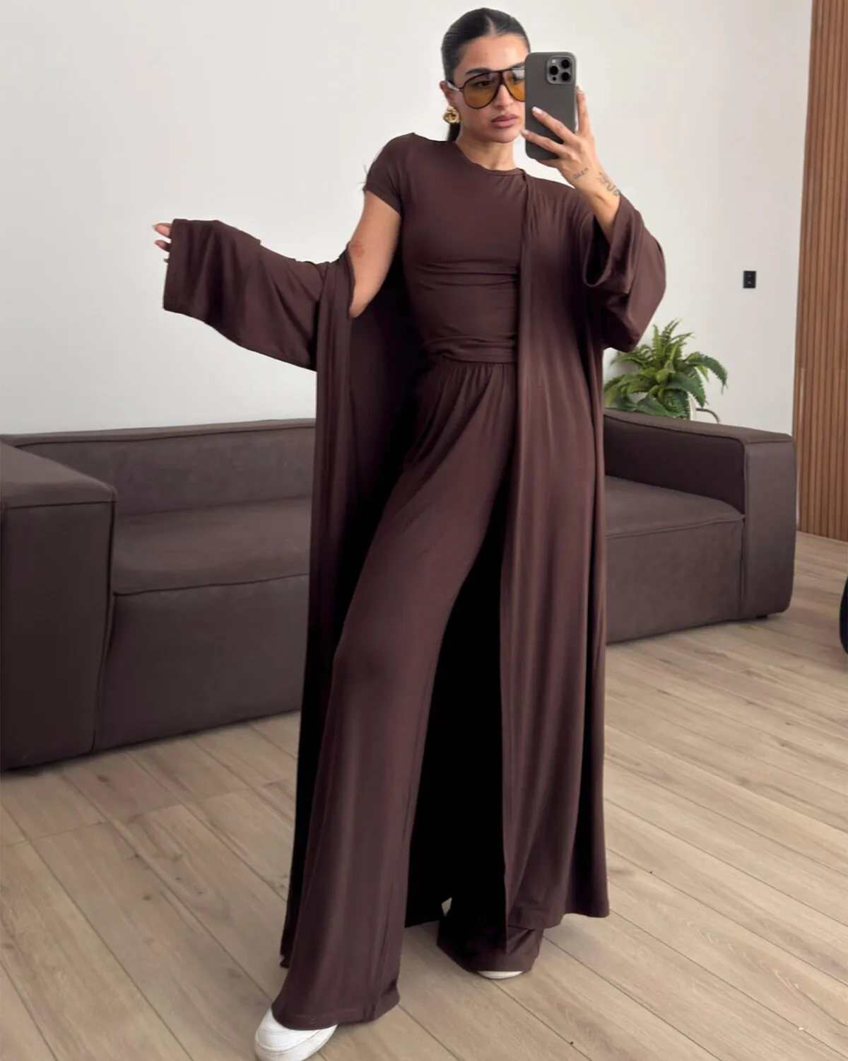 Trodjelni set Gerta- smeđi