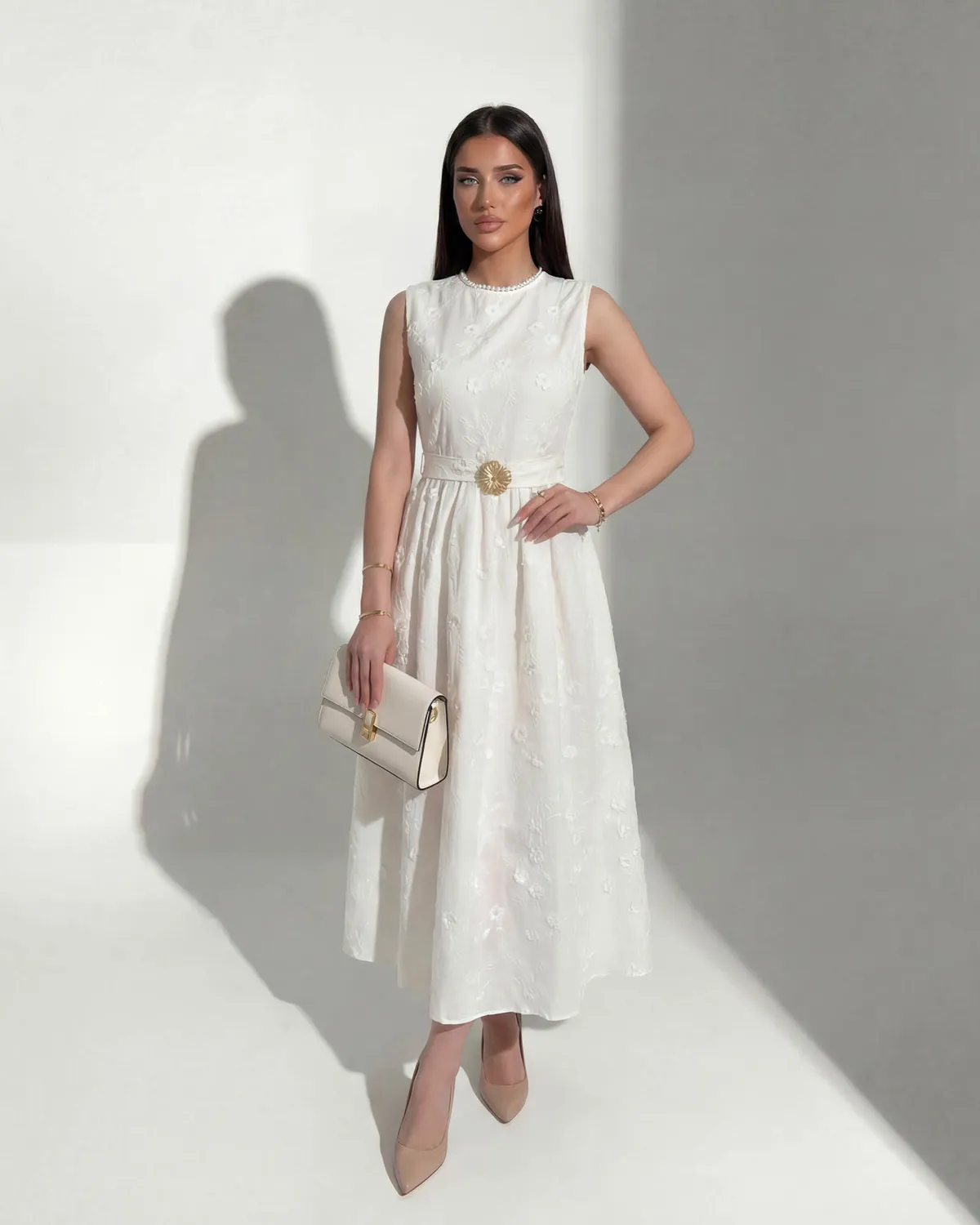 Midi haljina Fenella- cream bijela