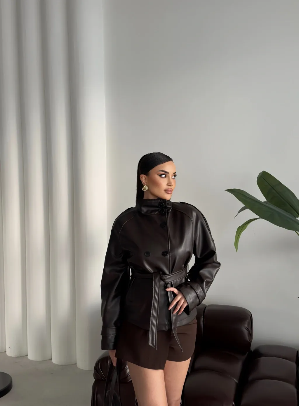 Jakna - trench od umjetne kože Toni