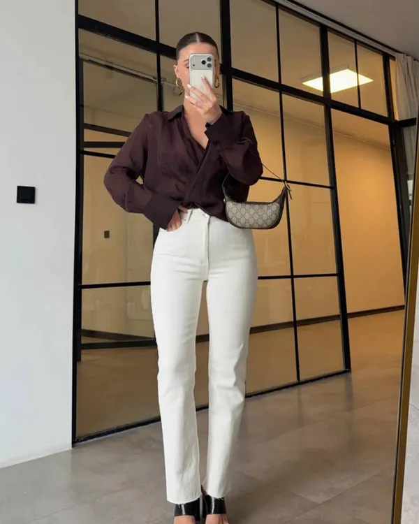 Farmerice mom kroja Mason - bijela