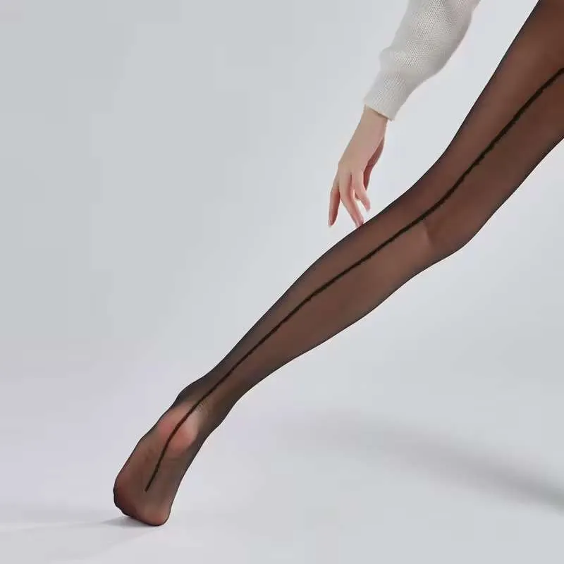 Ultra tanke ženske štrample sa šavom pozadi Lily - crne