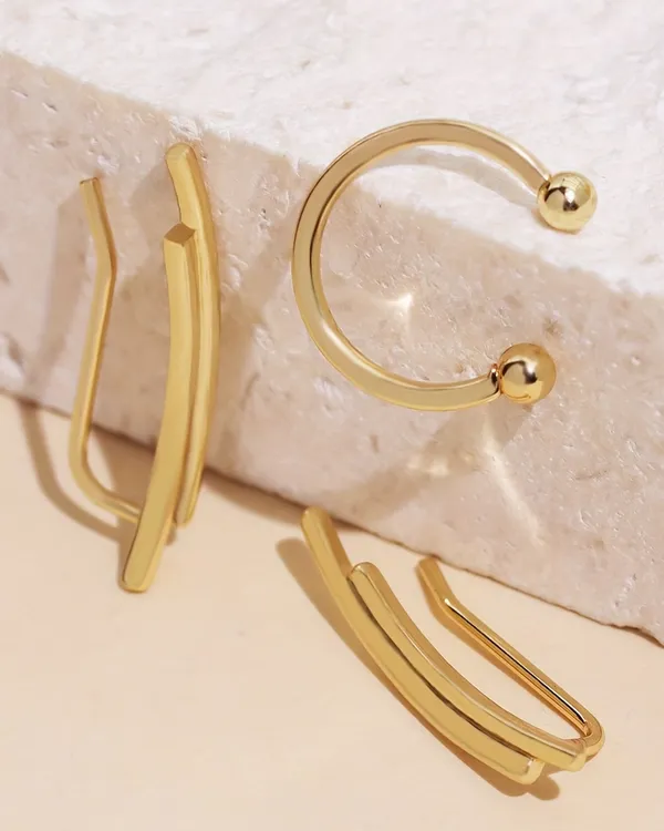 Naušnica zakačka Nova (set 3 komada) - golden