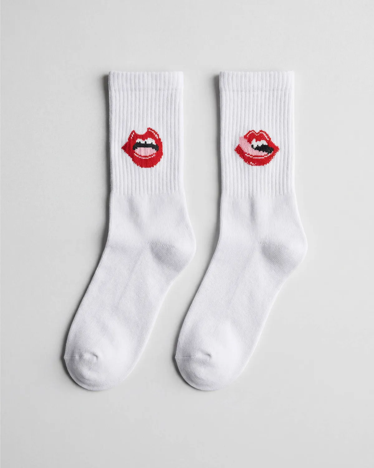 Set od 2 para čarapa "Red Lips" bijele