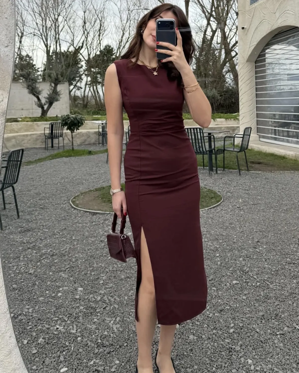 Midi haljina Astrelle- bordo