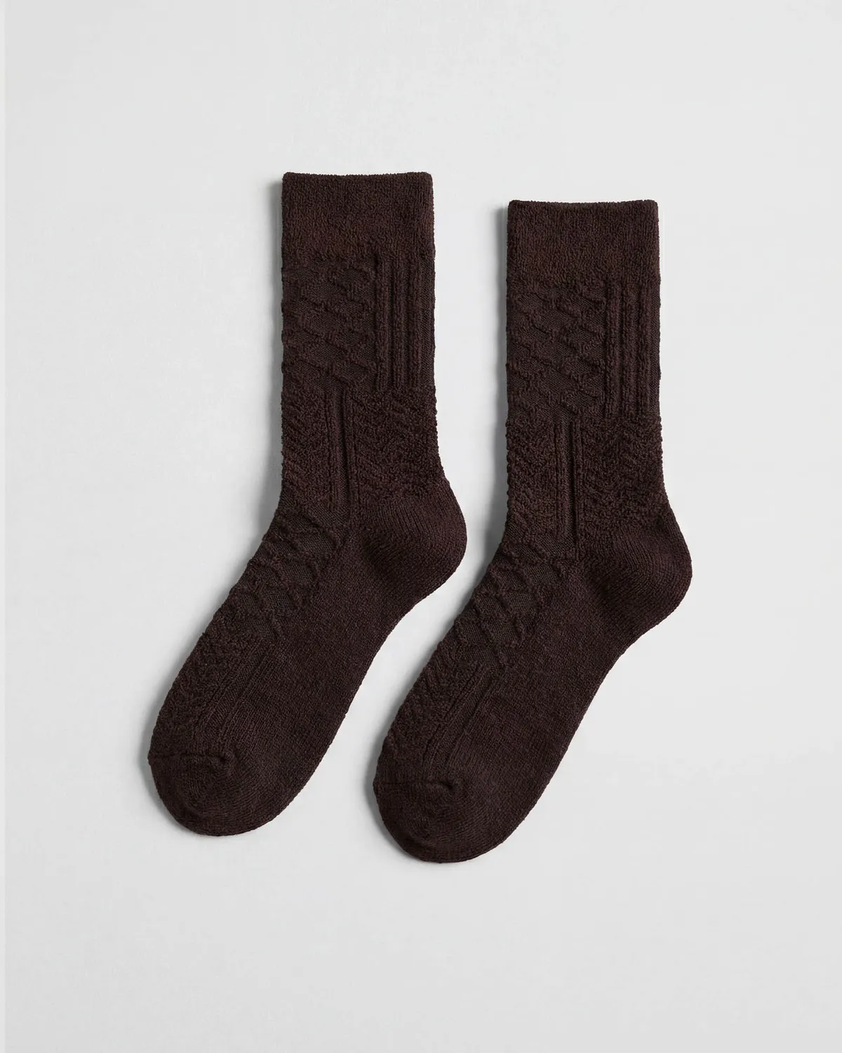Reljefne pamučne čarape "Coffee Knit" tamnosmeđe