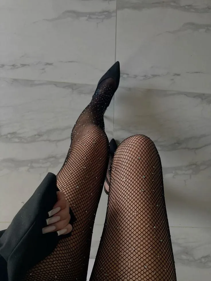 Ženske mrežaste štrample sa cirkonima Ella - crne