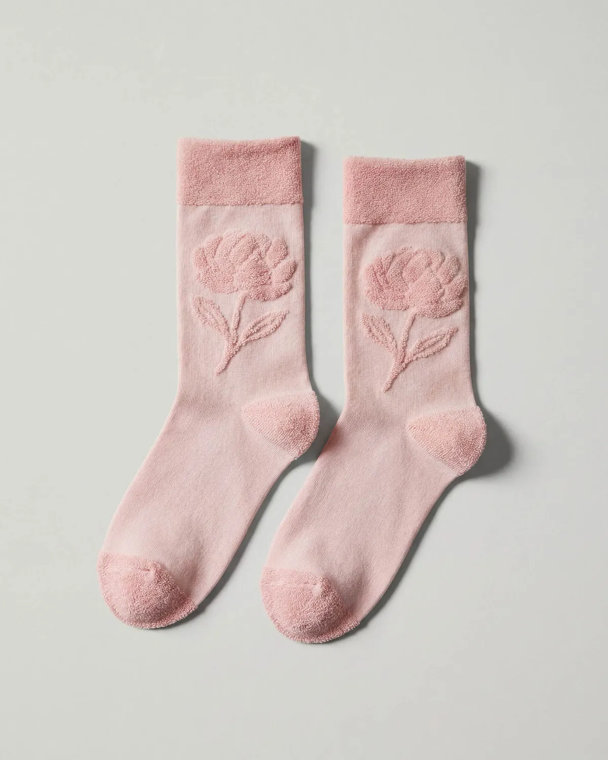 Reljefne pamučne čarape "Rose Blush" roze