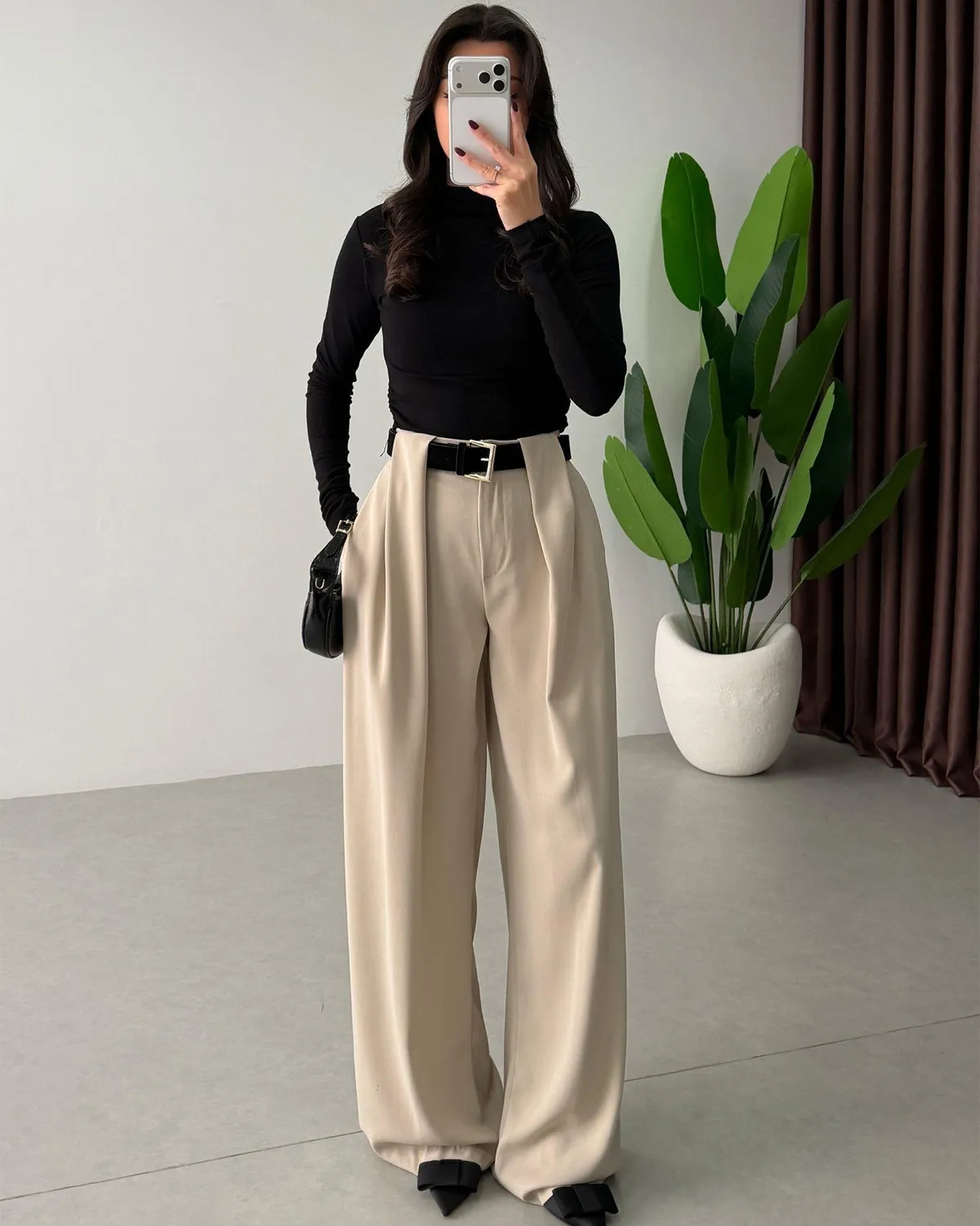PREMIUM Palazzo hlače sa kaišem Moliv