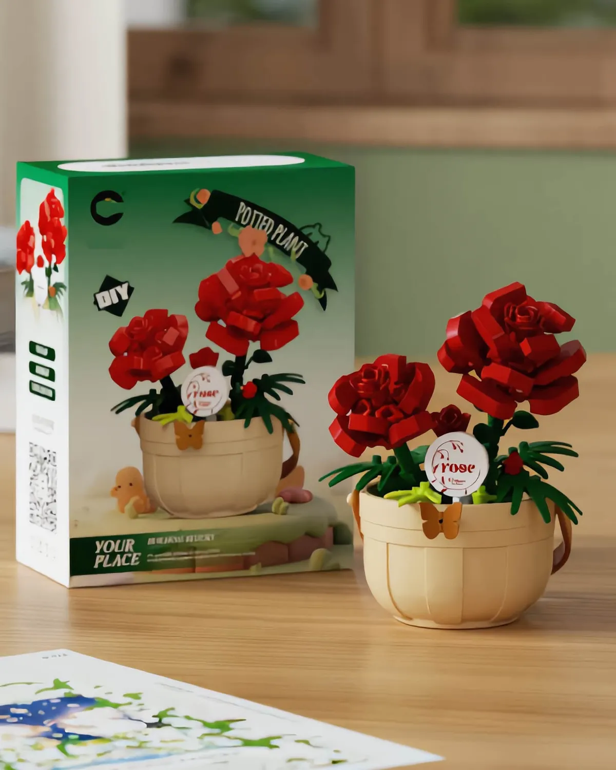 Mini blokovi – cvijet u korpici - crvena