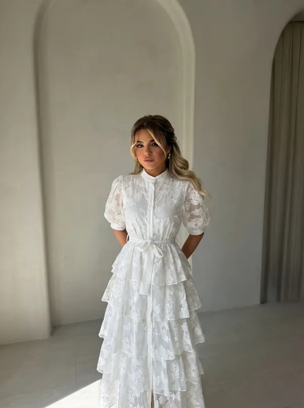 Midi haljina Georgette - bijela