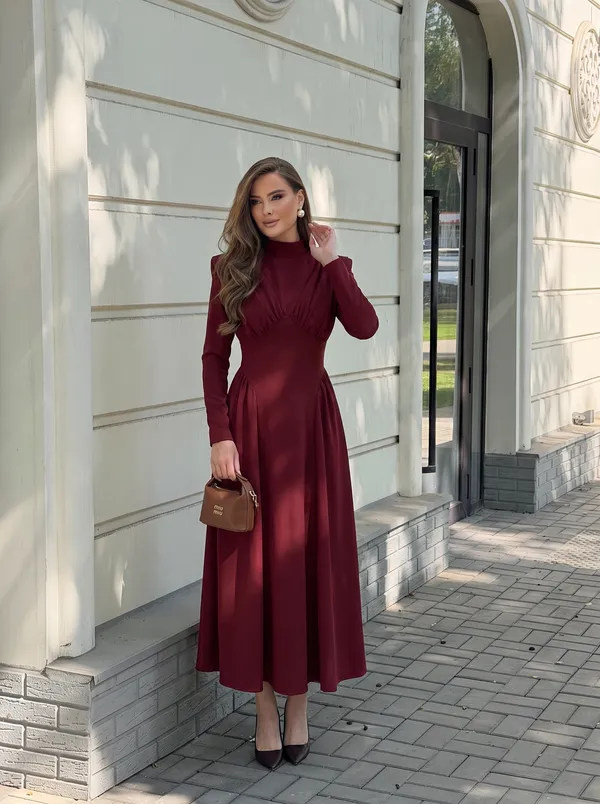 Midi haljina Matisse dugi rukav - bordo